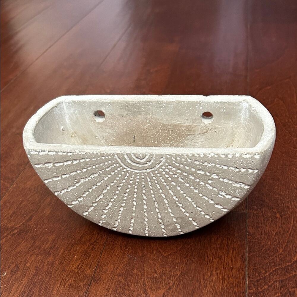 Half Moon Shape Cement Wall Planter in Gray
